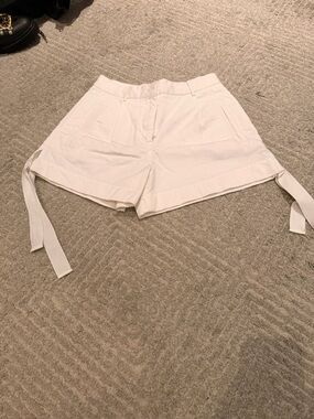 Moncler White High-Waist Tie-Detail Women's Shorts